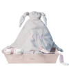 Pack Doudou y 2 chupetes personalizados con nombre del bebé con sujetachupetes rosa