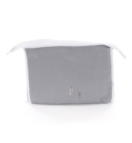 Canastilla babero y chupete personalizado con complementos para recién nacido gris