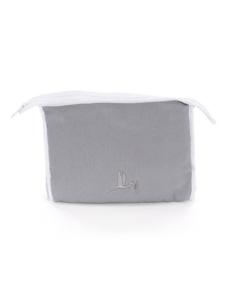 Canastilla babero y chupete personalizado con complementos para recién nacido gris