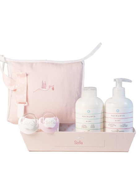 Pack chupetes personalizados con cosmética natural para recién nacido rosa
