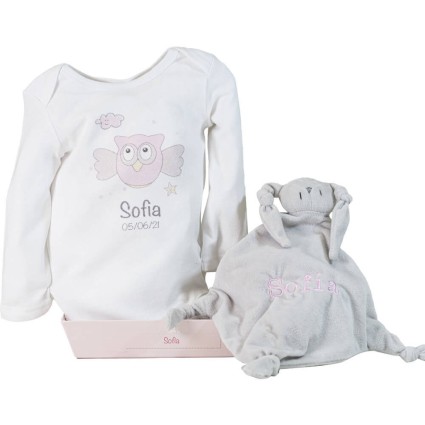 Regalo body y doudou personalizado rosa