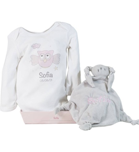 Regalo body y doudou personalizado rosa