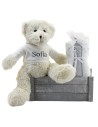 Kit Muselina Bebé y Osito de Peluche gris