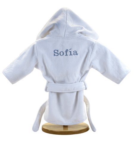 Canastilla Bebé Mi Albornoz Bordado gris