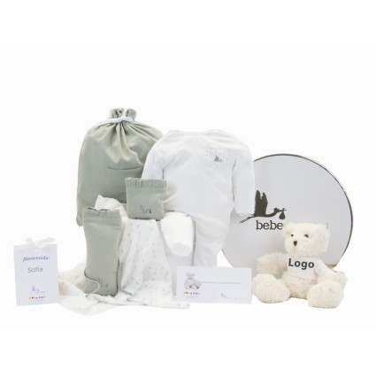 Canastilla Set de Huellas Manta Body y Oso de Peluche