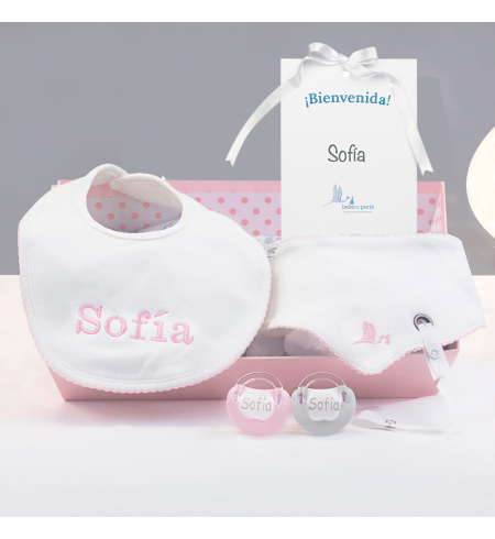 Kit de Regalo Baberos y Chupetes Personalizados rosa