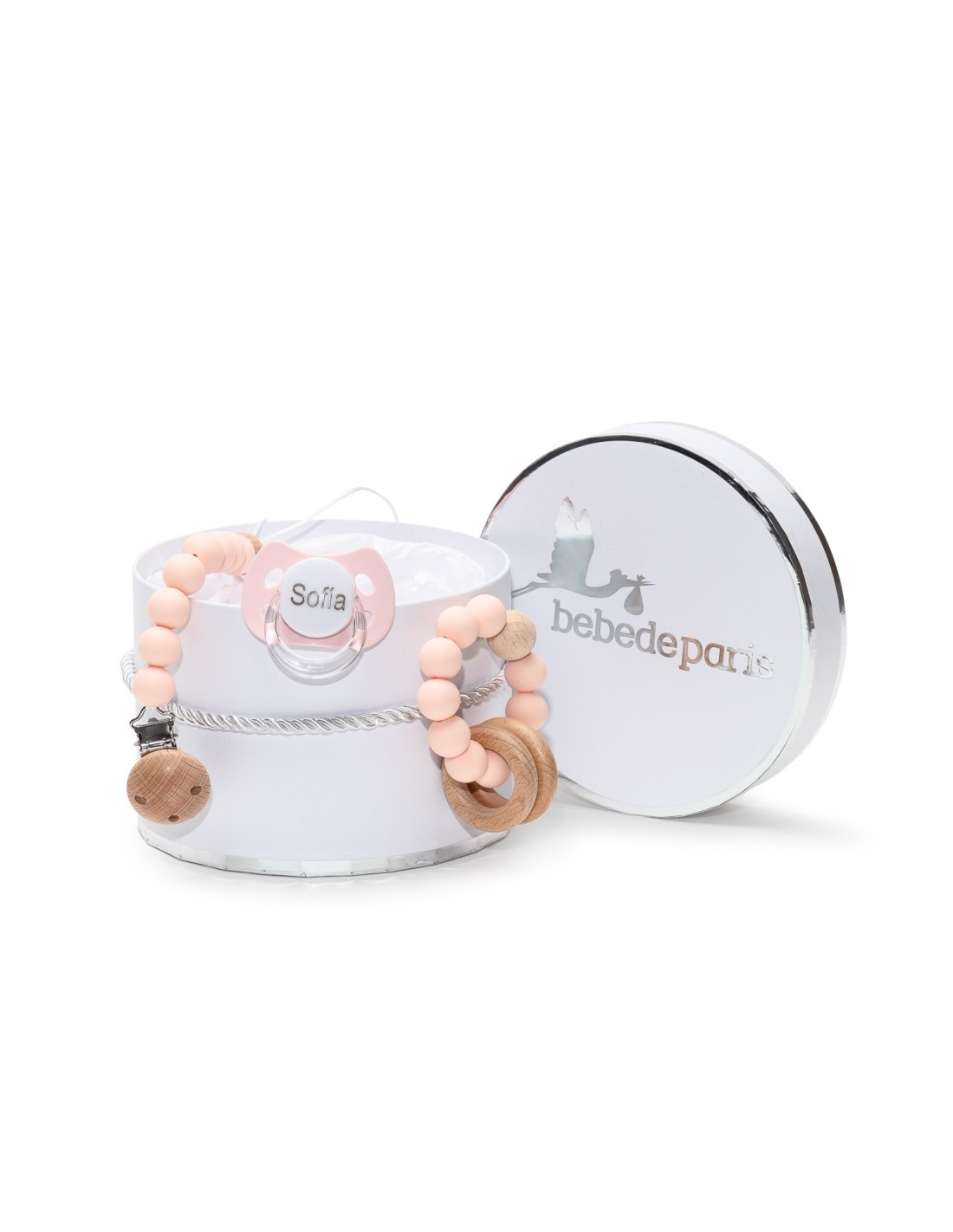Set Chupetero Y Mordedor Para Bebé - Silicona Y Madera Natural, Estilo Nórdico, Ideal Para Regalo