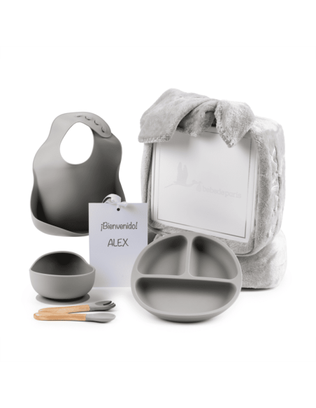 Vajilla de silicona + Manta polar invernal personalizada | Regalo Práctico para Bebé