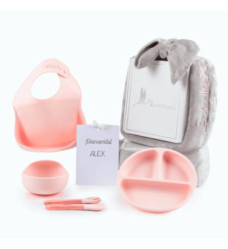 Vajilla de silicona + Manta polar invernal personalizada | Regalo Práctico para Bebé