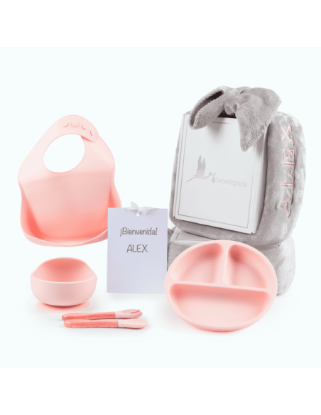 Vajilla de silicona + Manta polar invernal personalizada | Regalo Práctico para Bebé