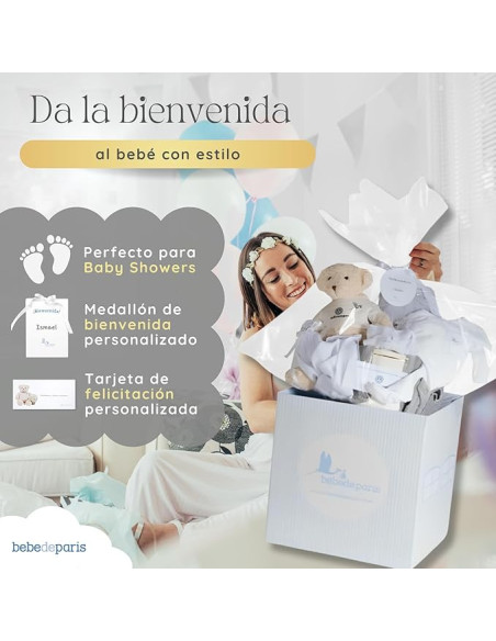 Canastilla Bebé con Albornoz Bordado | Regalo Personalizado - Bebé de París