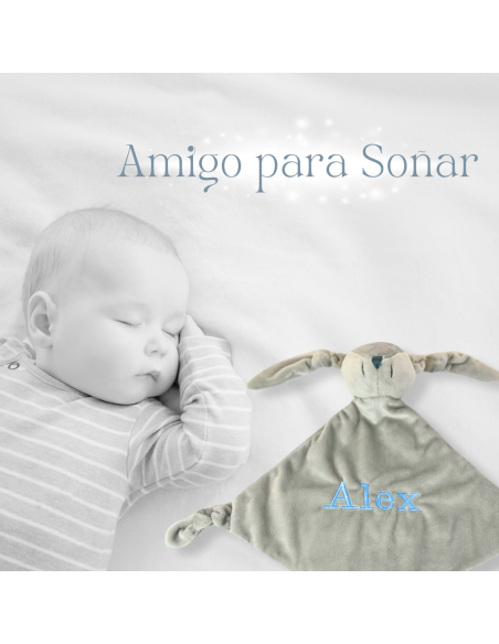 Doudou y chupete personalizado con el nombre del bebé | Regalo único y tierno