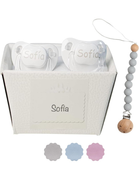 Set de 2 Chupetes y Chupetero de Silicona | Regalo Seguro y Práctico para Bebé