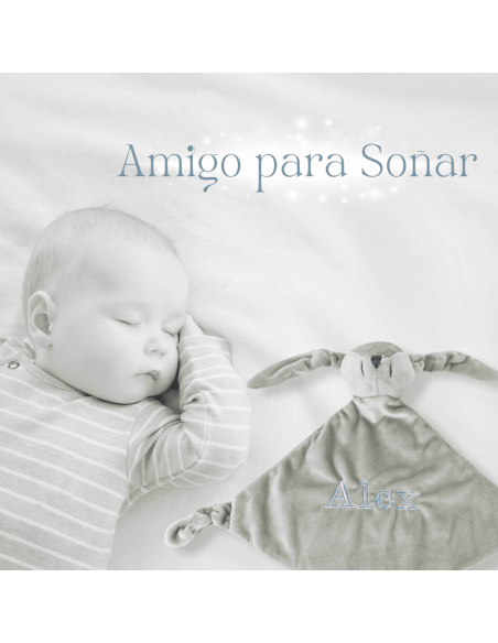 Pack de Doudou y 2 chupetes personalizados con nombre | Con sujetachupetes para bebé