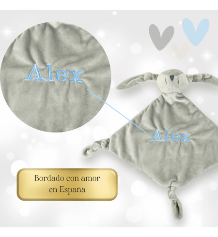 Pack de Doudou y 2 chupetes personalizados con nombre | Con sujetachupetes para bebé