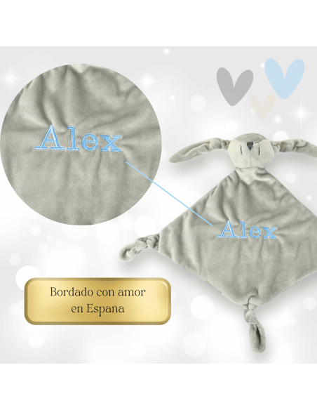 Pack de Doudou y 2 chupetes personalizados con nombre | Con sujetachupetes para bebé