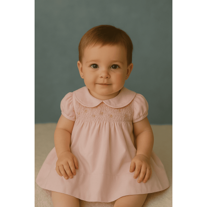 Vestido smock rosa para bebé | Elegancia y delicadeza para ocasiones especiales