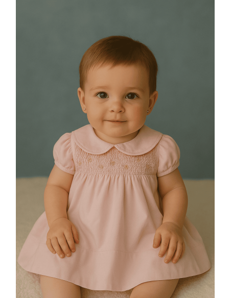 Vestido smock rosa para bebé | Elegancia y delicadeza para ocasiones especiales