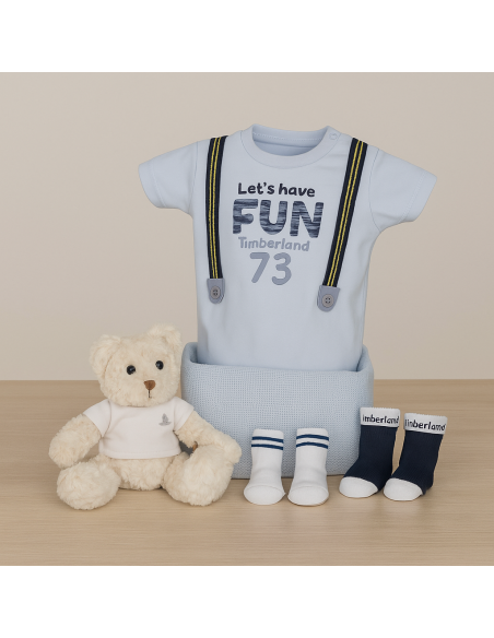 Cesta Dandy Timberland para bebé | Regalo de nacimiento con estilo