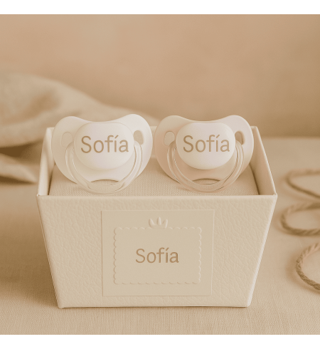 Dos chupetes personalizados con el nombre del bebé | Regalo único y práctico