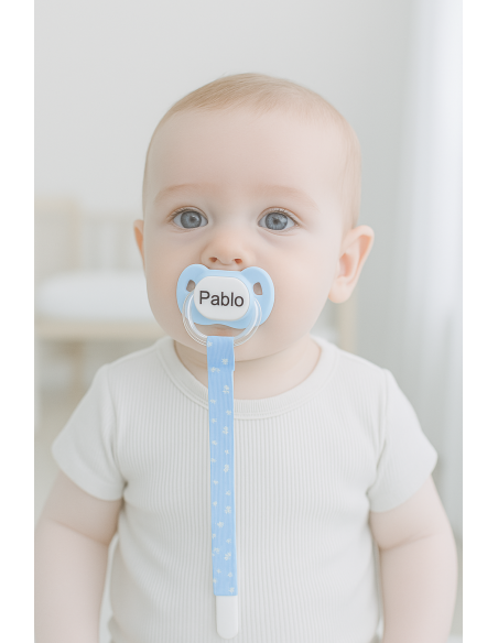 Pack de Doudou y 2 chupetes personalizados con nombre | Con sujetachupetes para bebé
