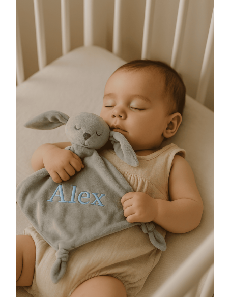 Pack de Doudou y 2 chupetes personalizados con nombre | Con sujetachupetes para bebé