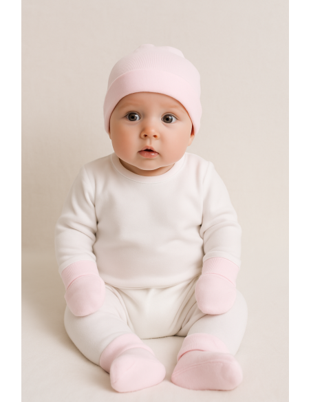 Set Personalizado: Gorro, Manoplas, Patucos y Chupete con Nombre + Oso de Peluche | Regalo para Bebé