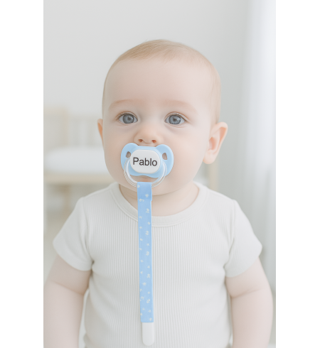Pack de 2 chupetes personalizados con sujetachupete | Regalo único y práctico para bebé