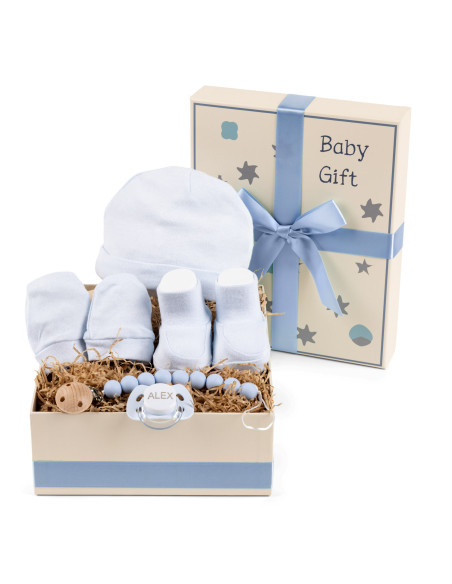 Caja Regalo con Set de Algodón, Chupete y Pinza – Suavidad y Seguridad para Bebé