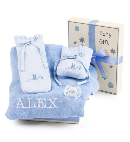 Caja Regalo con Muselina, Chupete y Fundas – Accesorios Esenciales para Bebé