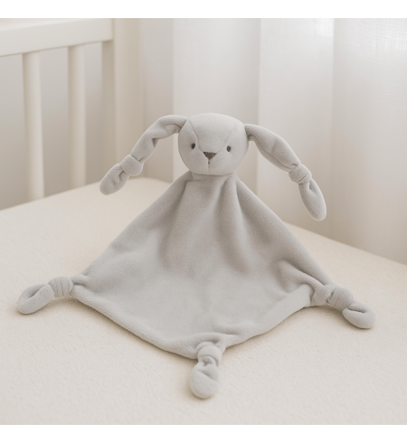 Canastilla con maleta, manta y doudou personalizados | Regalo elegante para bebé