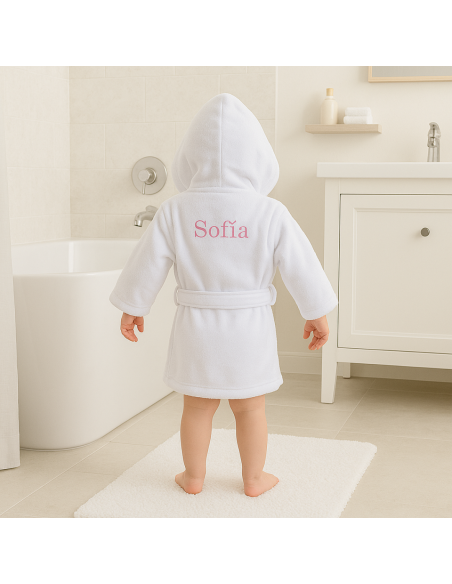 Kit albornoz bordado y osito de peluche | Regalo personalizado para recién nacido