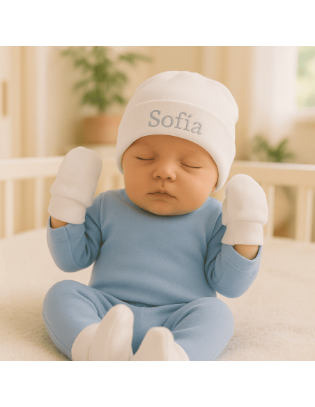 Conjunto de patucos, manoplas y gorro personalizado | Regalo tierno y funcional para bebé