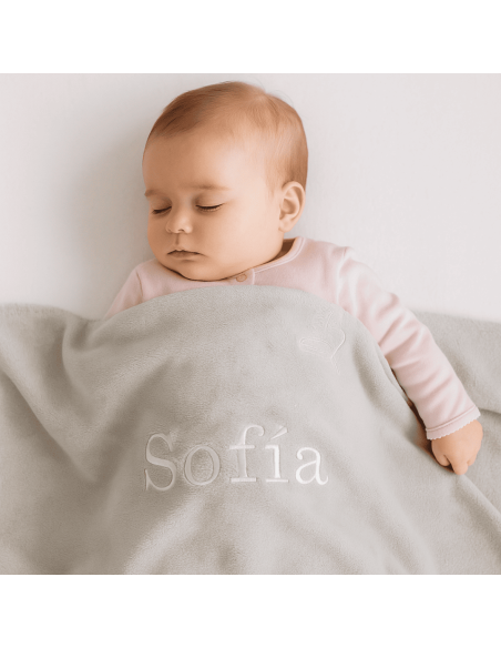 Regalo personalizado con manta y doudou bordados | Ideal para recién nacido
