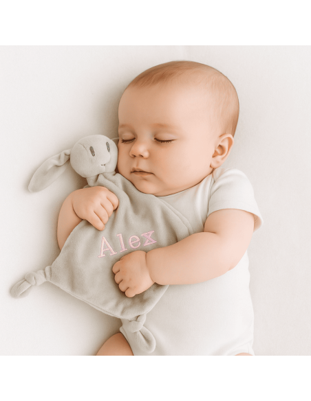Set de muselina, doudou y chupete personalizado | Regalo ideal para recién nacido
