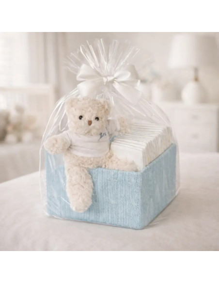 Tarta de pañales bebé Happy Azul