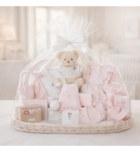 Cesta Bebé Recuerdos Ensueño Rosa