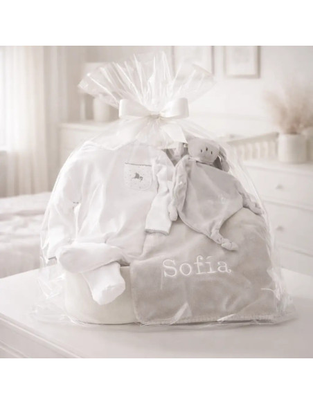 Canastilla Manta Personalizada y Pijama y doudou personalizado