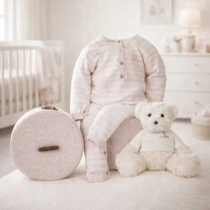 Canastilla Bebé Happy Rayas | Regalo Alegre, Práctico y Personalizado - Bebé de París 2