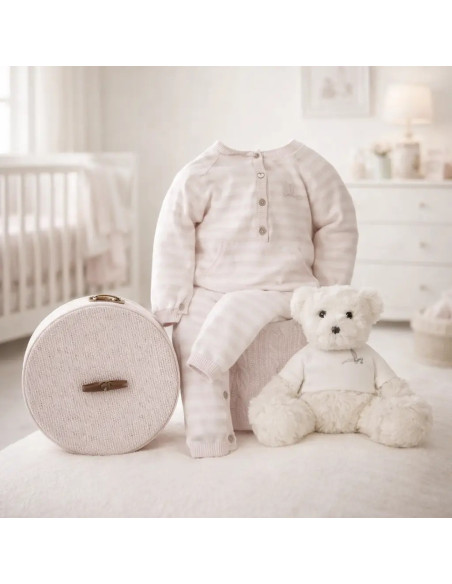 Canastilla Bebé Happy Rayas | Regalo Alegre, Práctico y Personalizado - Bebé de París