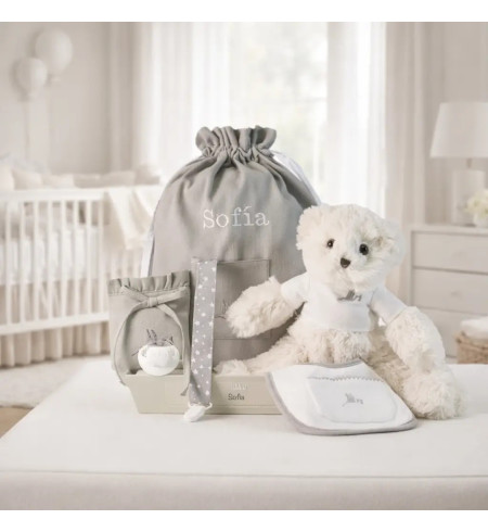 Canastilla chupete personalizado y complementos para recién nacido | Regalo completo y único