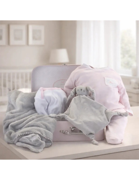 Canastilla manta personalizada, pijama y body | Regalo completo para recién nacido