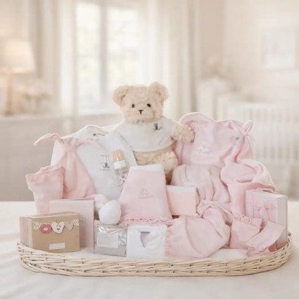 Cesta Bebé Recuerdos Ensueño Rosa 2