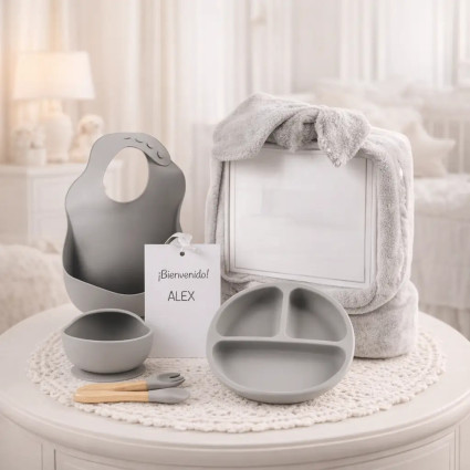 Vajilla de silicona + Manta polar invernal personalizada | Regalo Práctico para Bebé 2