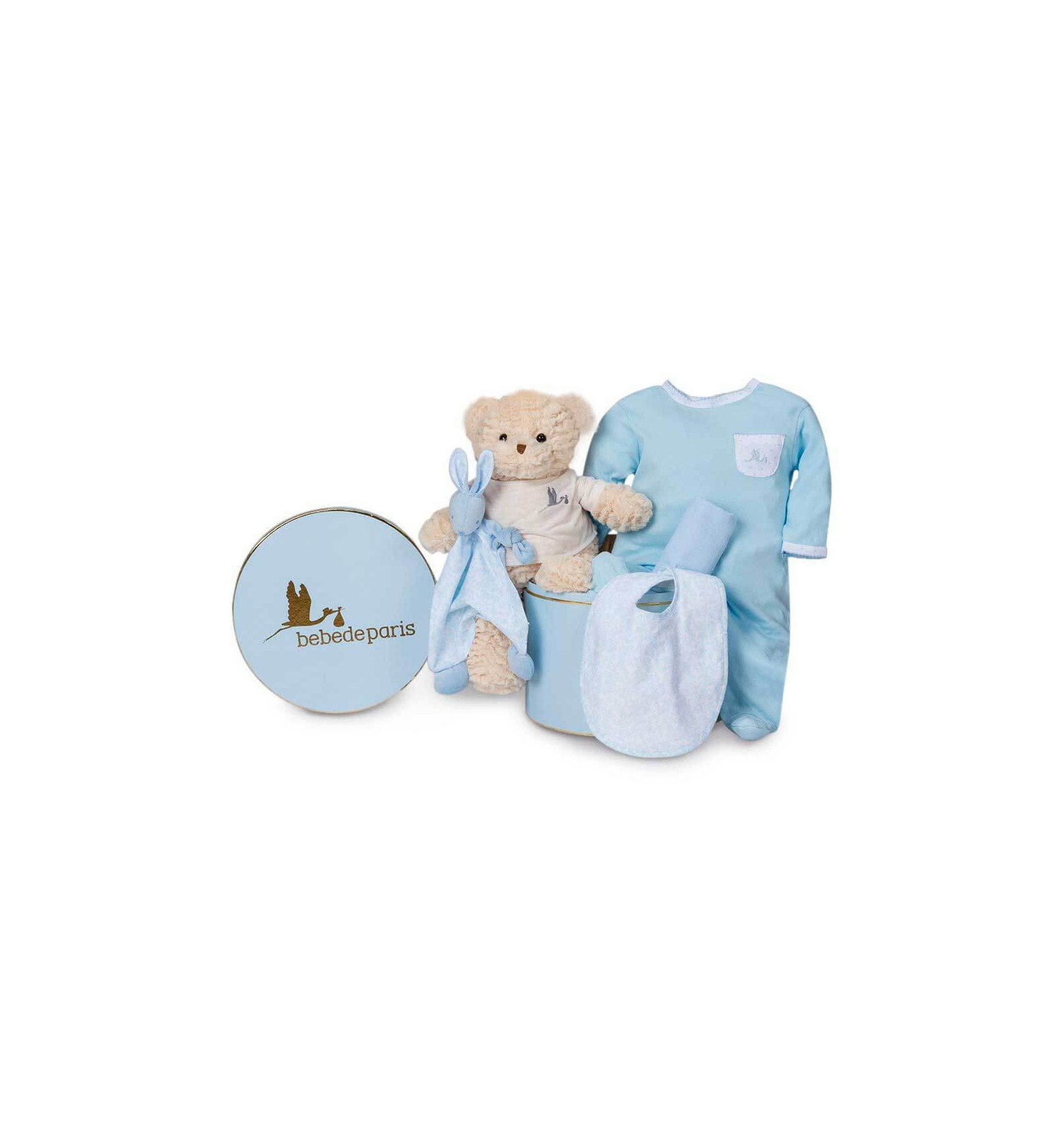 Canastilla regalo bebé en Caja Vintage Clásica Plena con Oso BebeDeParis-Rosa set regalo recién nacido