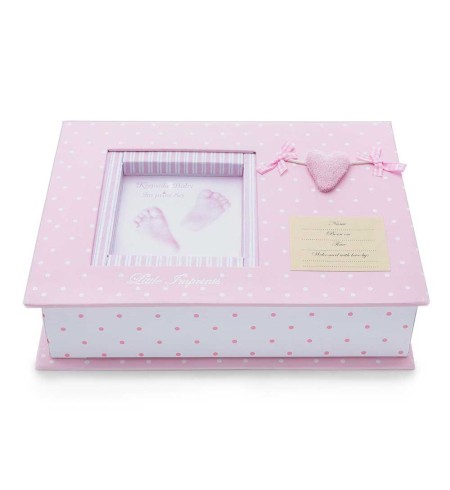 Set Huellas Bebé Corazón Box Rosa