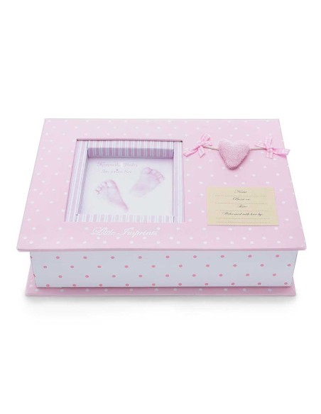 Set Huellas Bebé Corazón Box Rosa