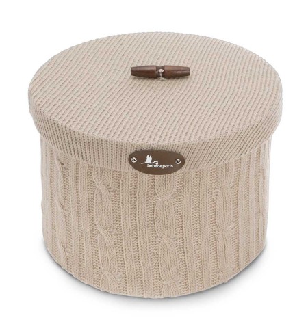 Caja redonda de punto trenzado beige M
