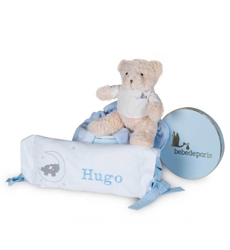 Set Regalo Bebé Almohadón Personalizado azul