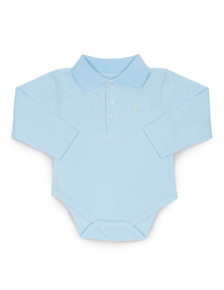 Polo body manga larga color azul